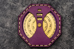Leather and Brass Perpetual Calendar - Octagon-Galen Leather