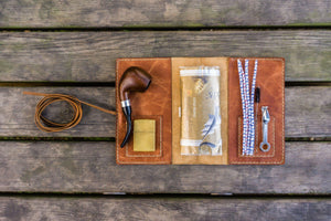 Personalized Leather Pipe Pouch/Pipe Roll - Rustic Brown-Galen Leather