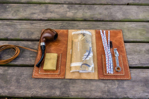 Personalized Leather Pipe Pouch/Pipe Roll - Rustic Brown-Galen Leather
