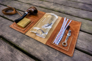 Personalized Leather Pipe Pouch/Pipe Roll - Rustic Brown-Galen Leather