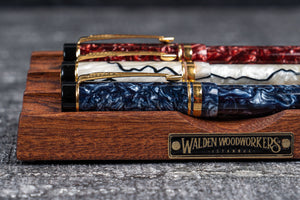 The Pen Bed Wooden Fountain Pen Stand - Mahogany