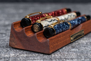 The Pen Bed Wooden Fountain Pen Stand - Mahogany