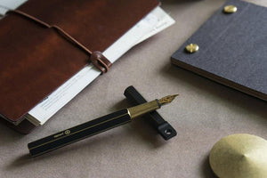 Ystudio Brassing - Brass Portable Fountain Pen-Galen Leather
