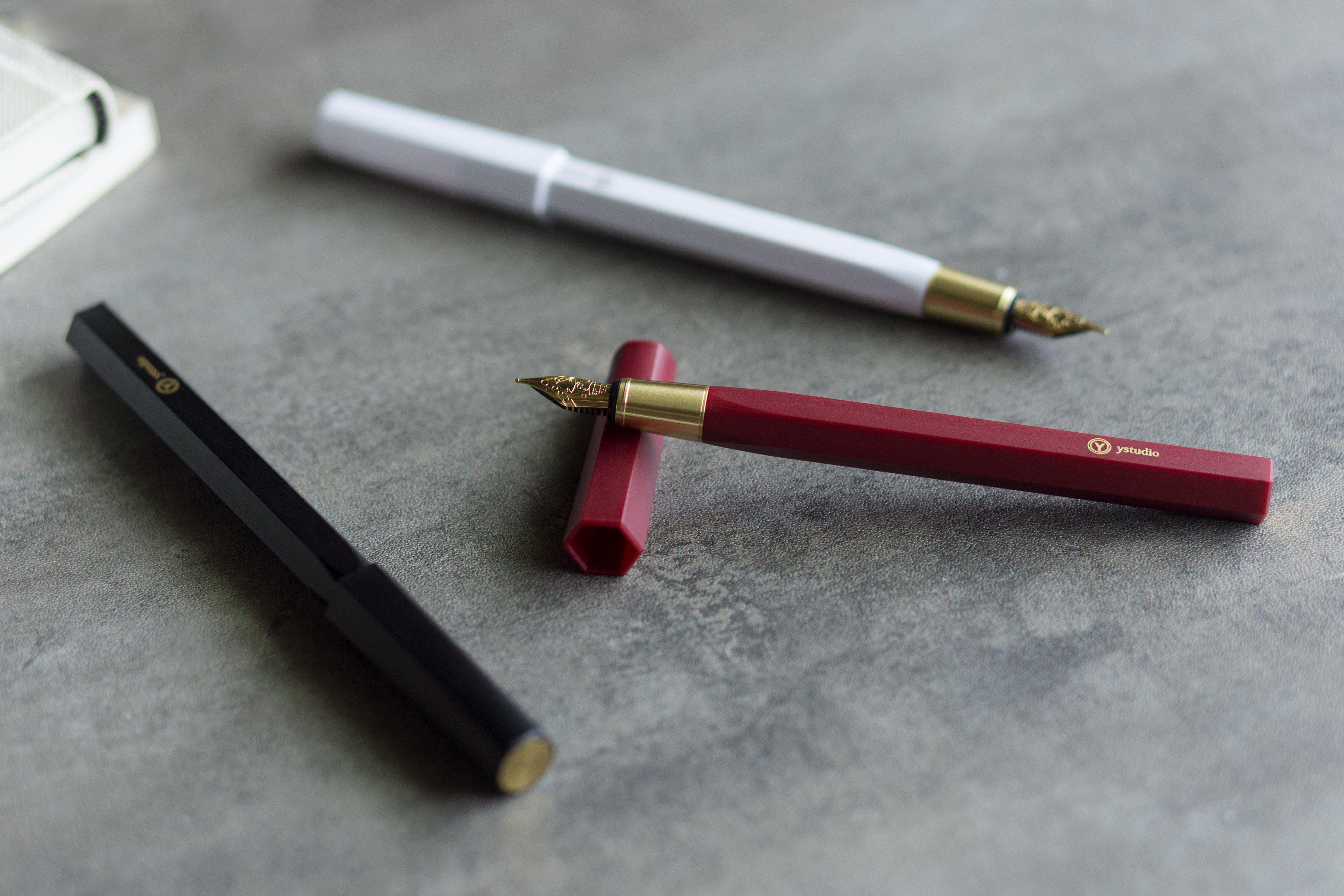 Ystudio Resin Fountain Pen - Black-Galen Leather