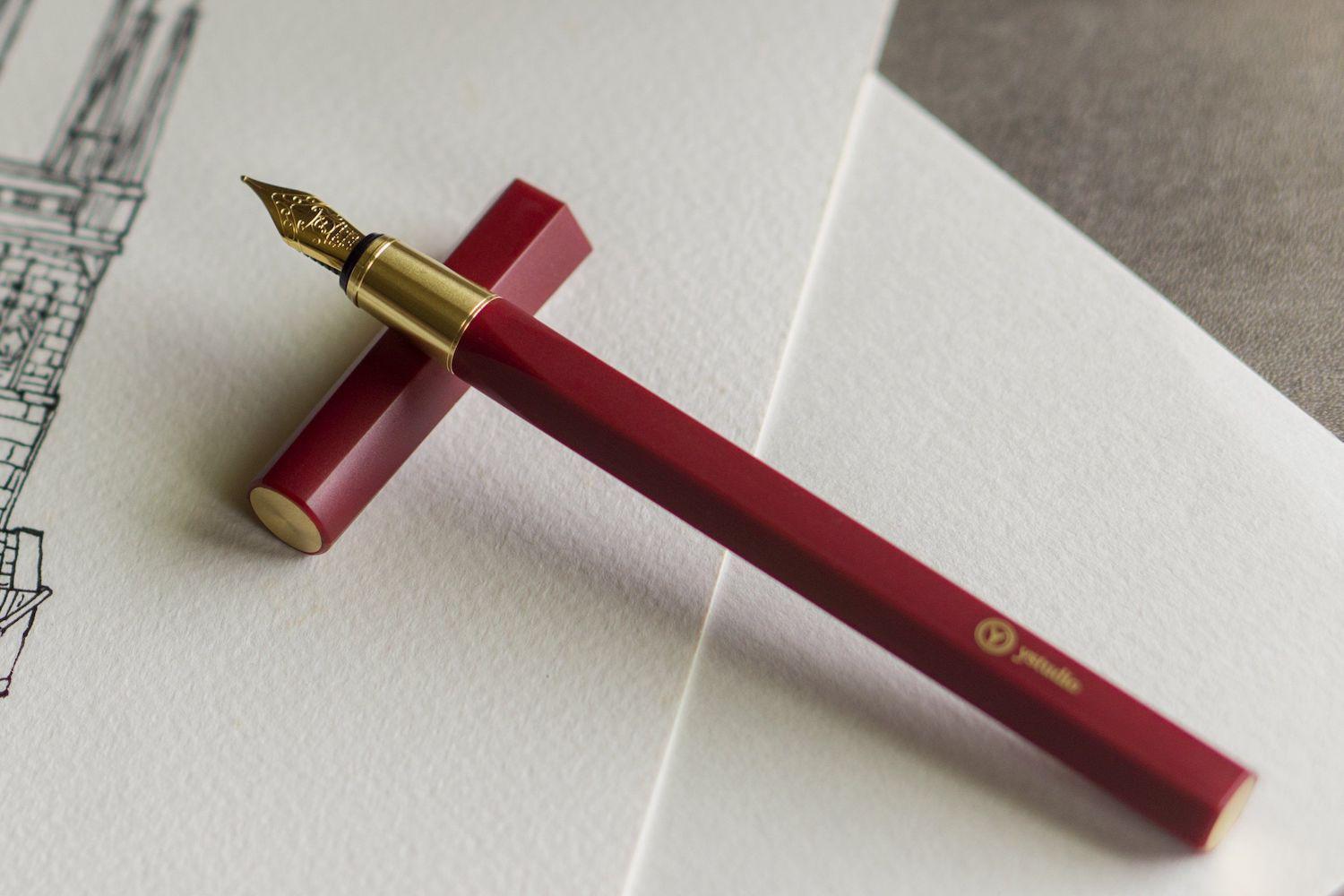Ystudio Resin Fountain Pen - Red-Galen Leather