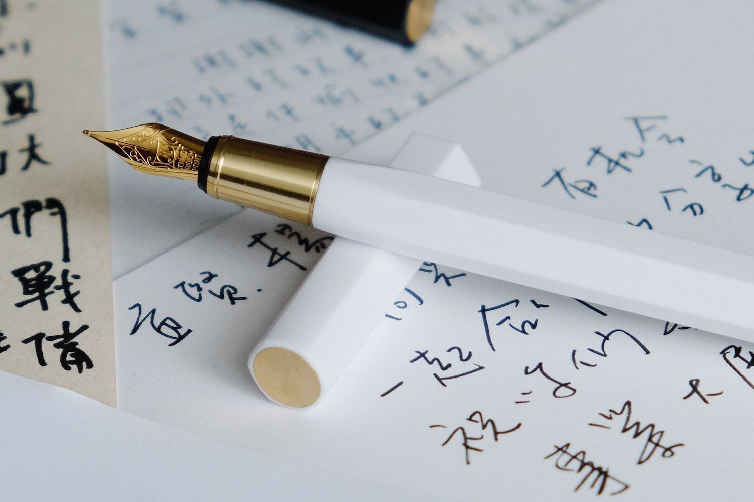 Ystudio Resin Fountain Pen - White-Galen Leather