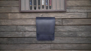 Leather Flap Pen Case for Five Pens - Crazy Horse Brown