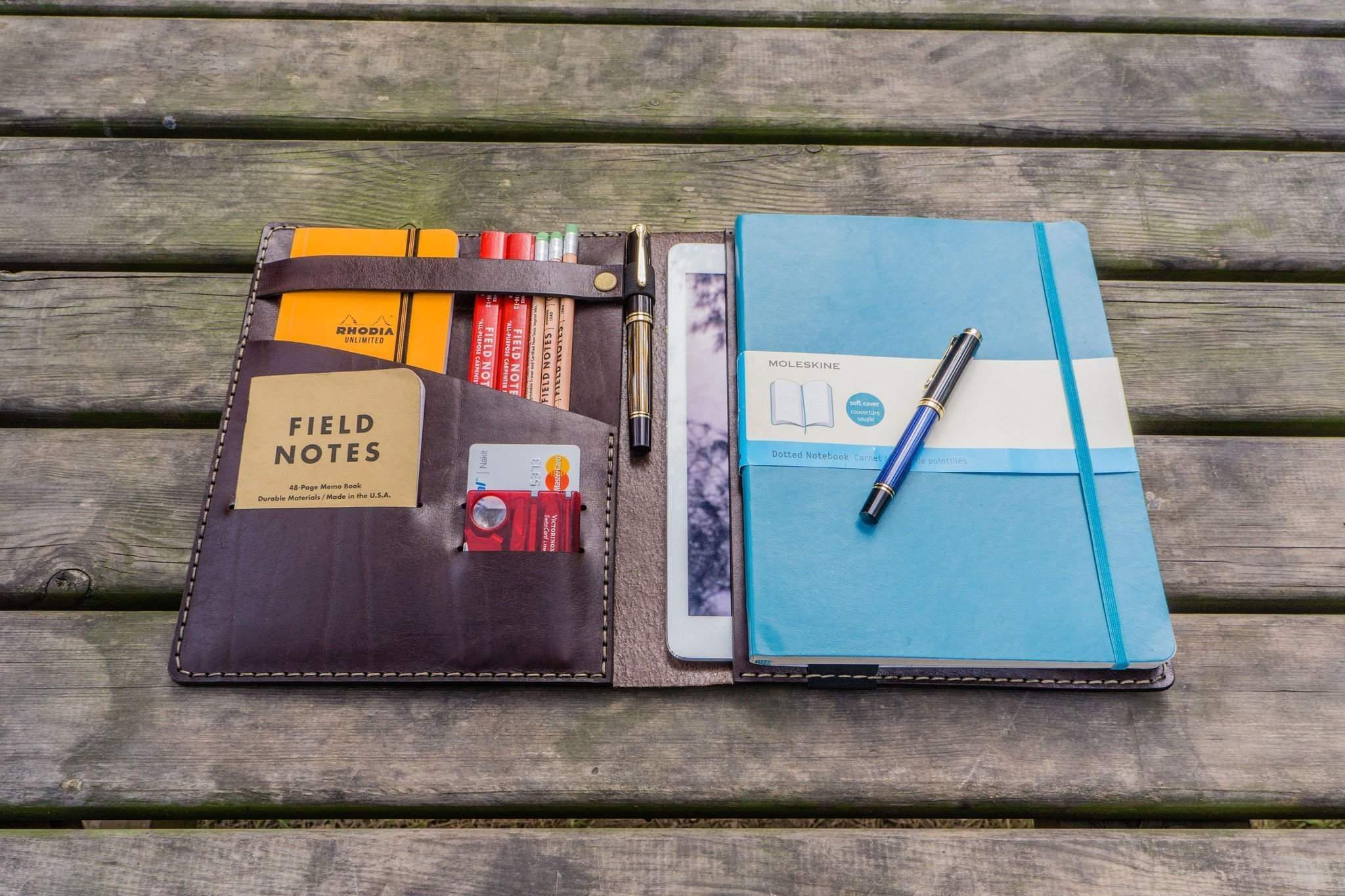 Composition Notebook Cover With iPad Air/Pro Pocket - Dark Brown-Galen Leather