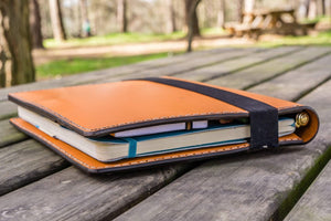 Composition Notebook Cover With iPad Pocket - Orange-Galen Leather