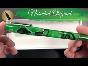 Nahvalur (Narwhal) Fountain Pen - Merman Green + Leather Pen Sleeve