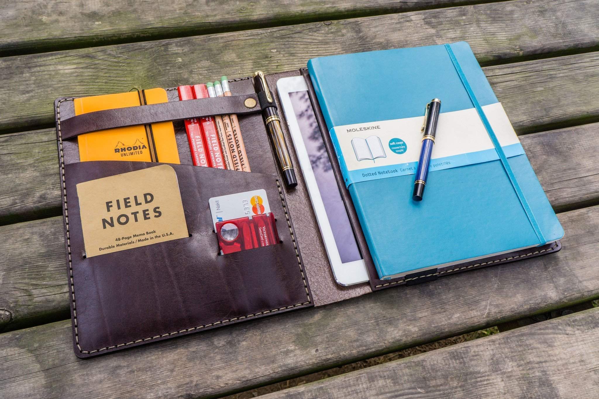 iPad Air/Pro & Extra Large Moleskine Cover - Dark Brown-Galen Leather