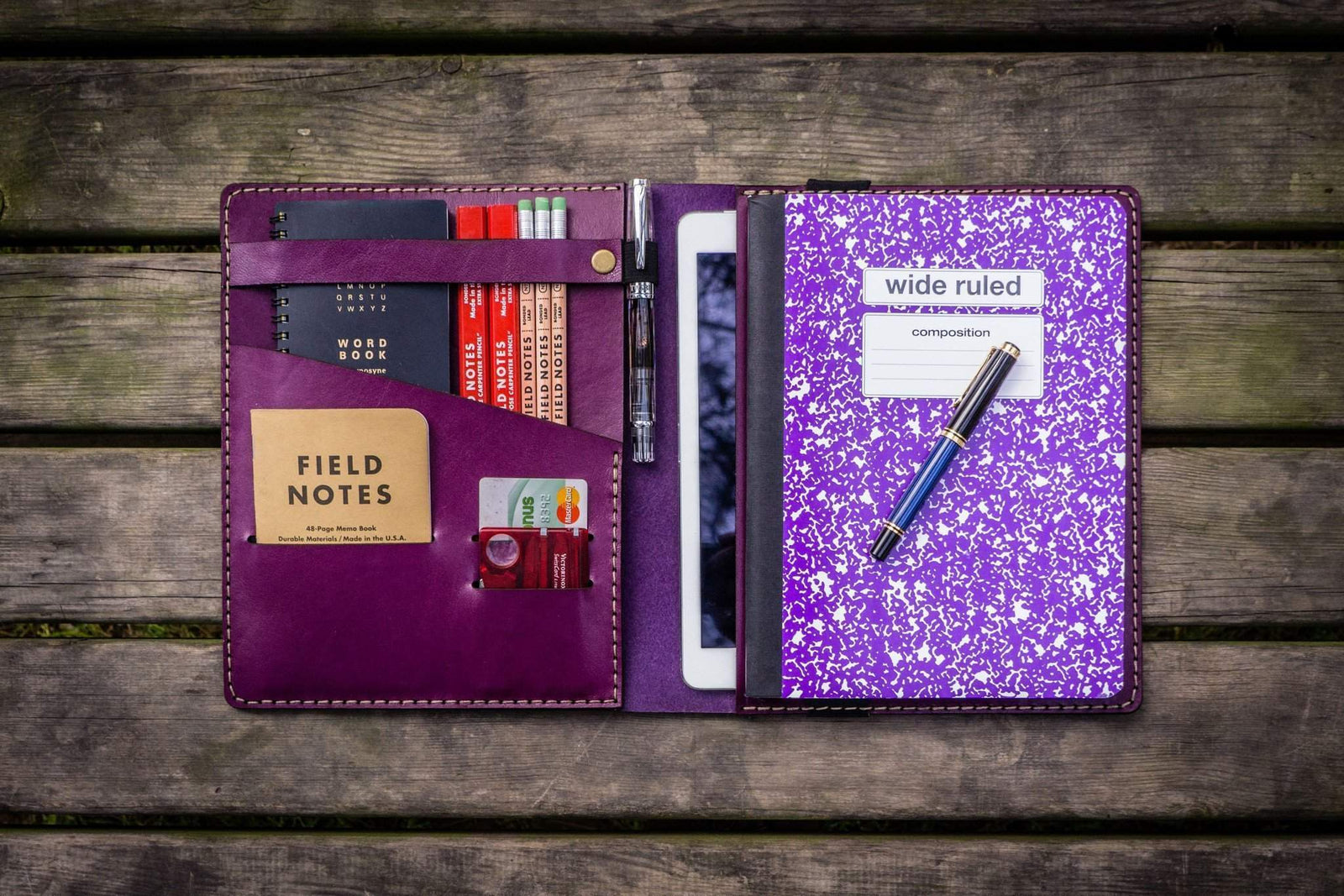 iPad Air/Pro & Extra Large Moleskine Cover - Purple-Galen Leather