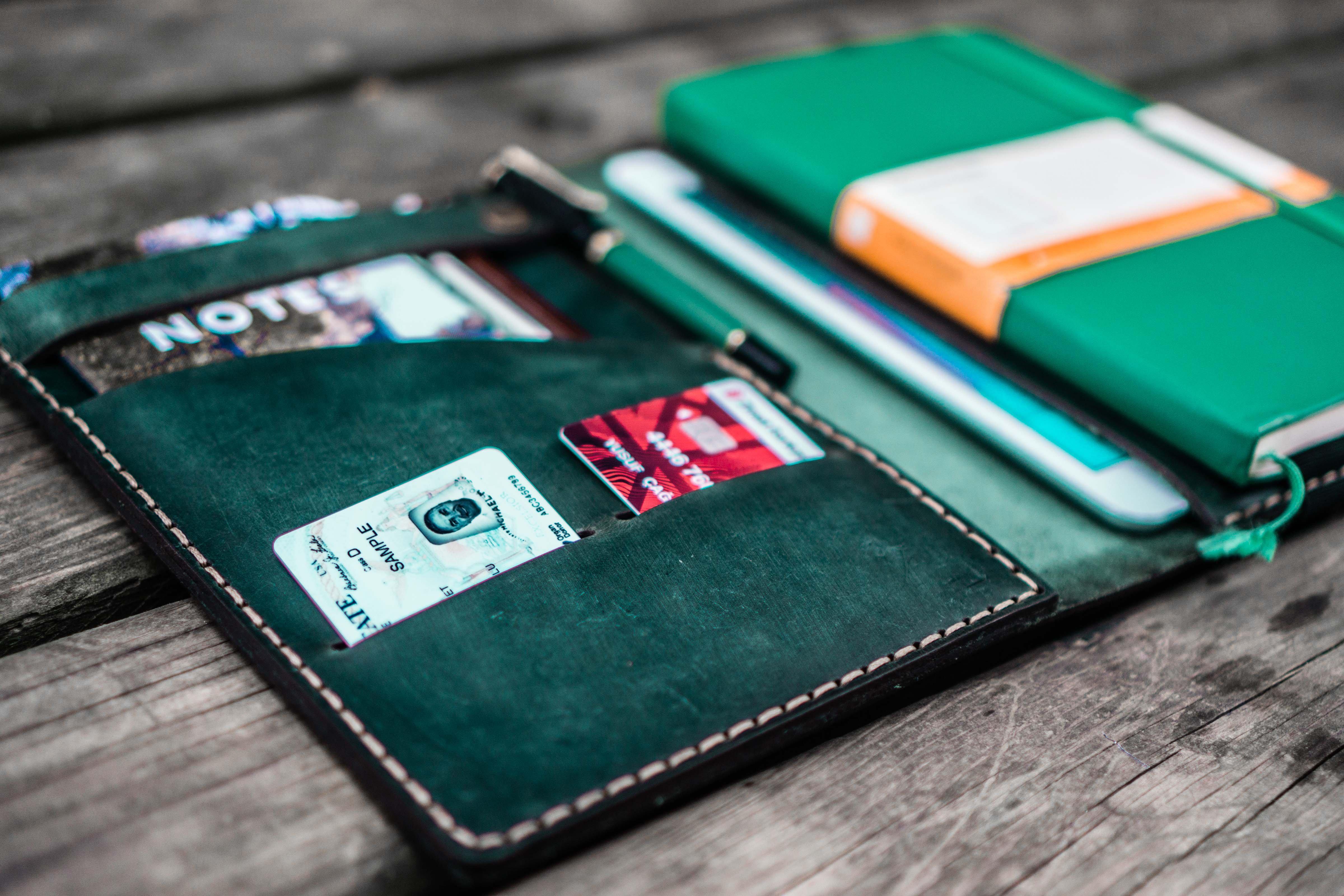 iPad Mini & Large Moleskine Cover - Crazy Horse Forest Green-Galen Leather