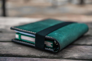 iPad Mini & Large Moleskine Cover - Crazy Horse Forest Green-Galen Leather