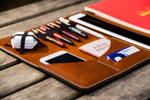 iPad Pro 12.9 & Letter/A4 Size Leather Padfolio - Brown-Galen Leather