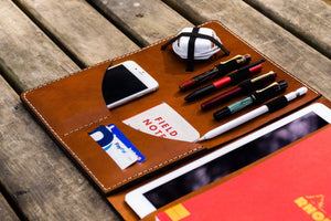 iPad Pro 12.9 & Letter/A4 Size Leather Padfolio - Brown-Galen Leather