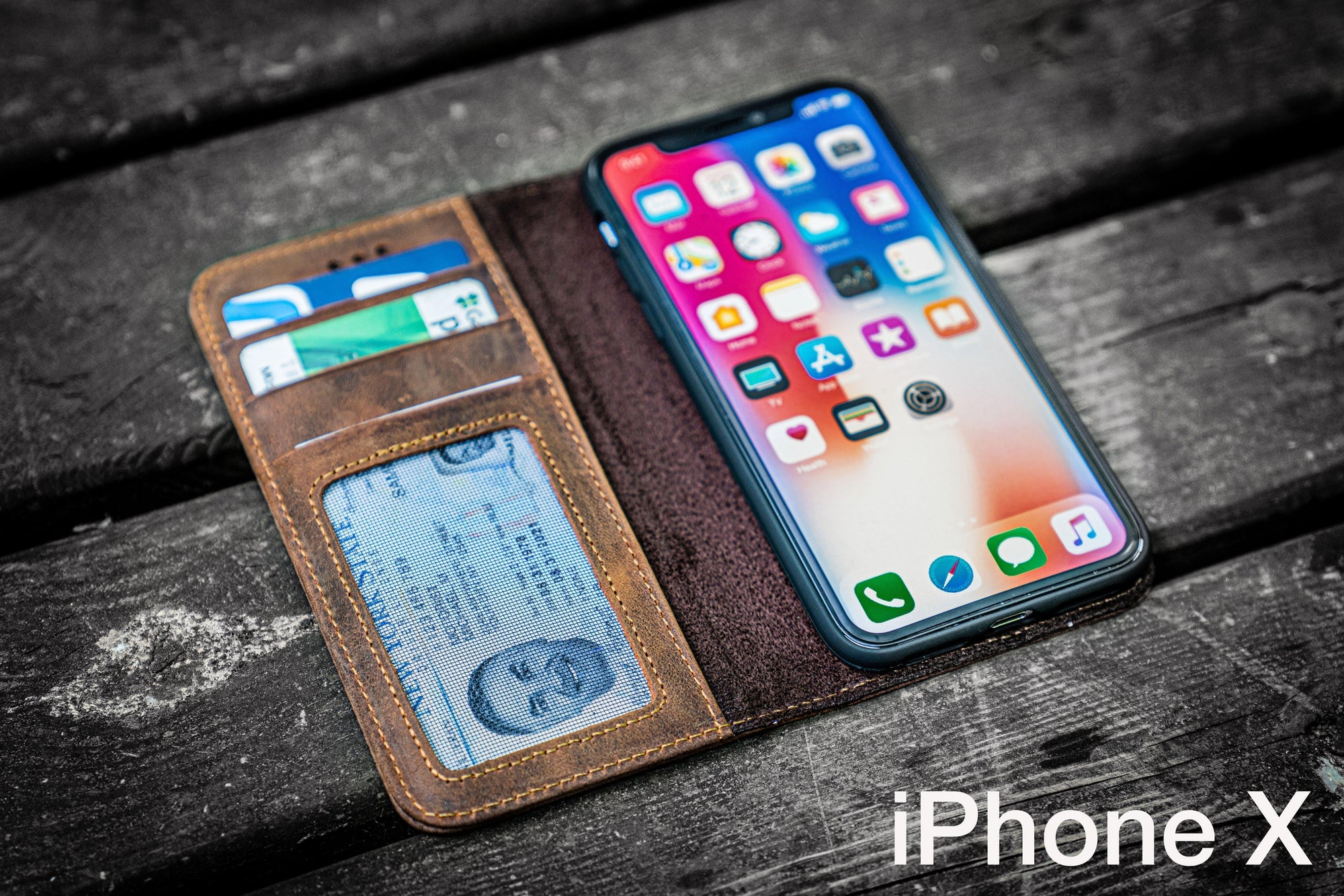 iPhone X Leather Wallet Case - No.01