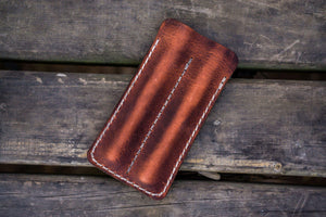 Leather Double Fountain Pen Case / Pen Sleeve - Crazy Horse Orange-Galen Leather