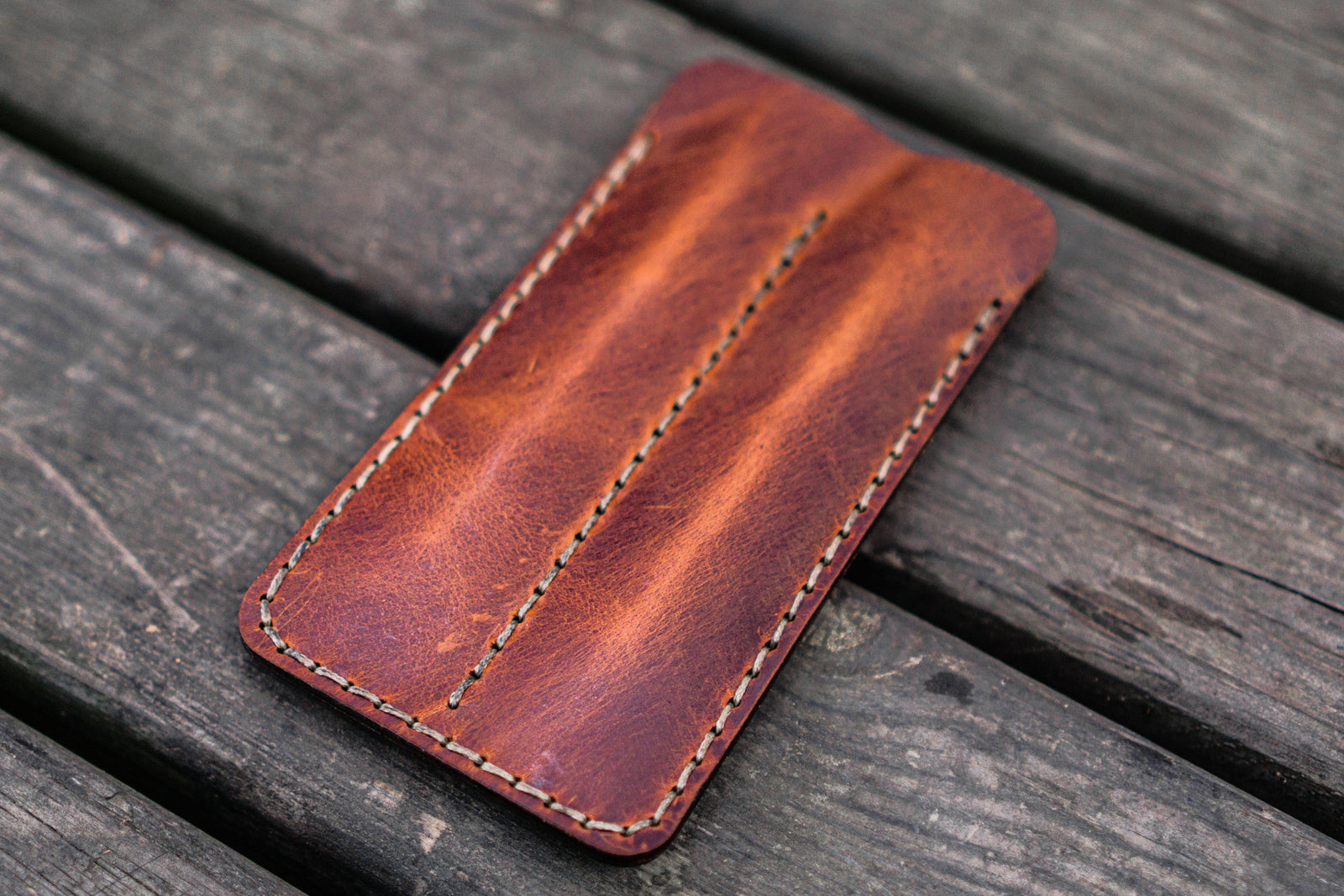 Leather Double Fountain Pen Case / Pen Sleeve - Crazy Horse Tan-Galen Leather