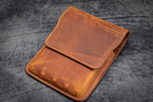 Leather Flap Pen Case for Five Pens - Crazy Horse Brown-Galen Leather