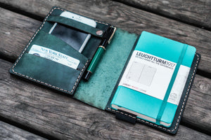 Leather Leuchtturm1917 A6 Notebook Cover - Crazy Horse Forest Green-Galen Leather