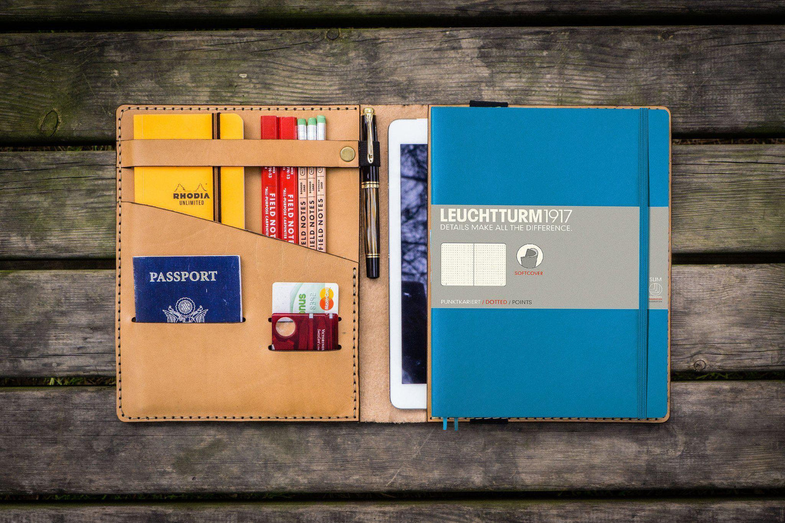 Leather Leuchtturm1917 B5 Notebook & iPad Air/Pro Cover - Natural-Galen Leather