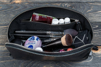 Leather Lunar Makeup / Toiletry Bag - Black-Galen Leather