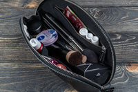Leather Lunar Makeup / Toiletry Bag - Black-Galen Leather