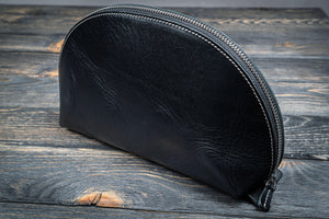 Leather Lunar Makeup / Toiletry Bag - Black-Galen Leather