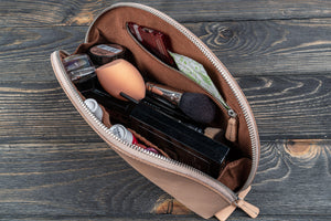 Leather Lunar Makeup / Toiletry Bag - Undyed Leather-Galen Leather