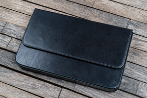 Leather Magnum Opus 12 Slots Hard Pen Case with Removable Pen Tray - Black-Galen Leather