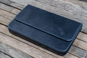 Leather Magnum Opus 12 Slots Hard Pen Case with Removable Pen Tray - Crazy Horse Navy Blue-Galen Leather
