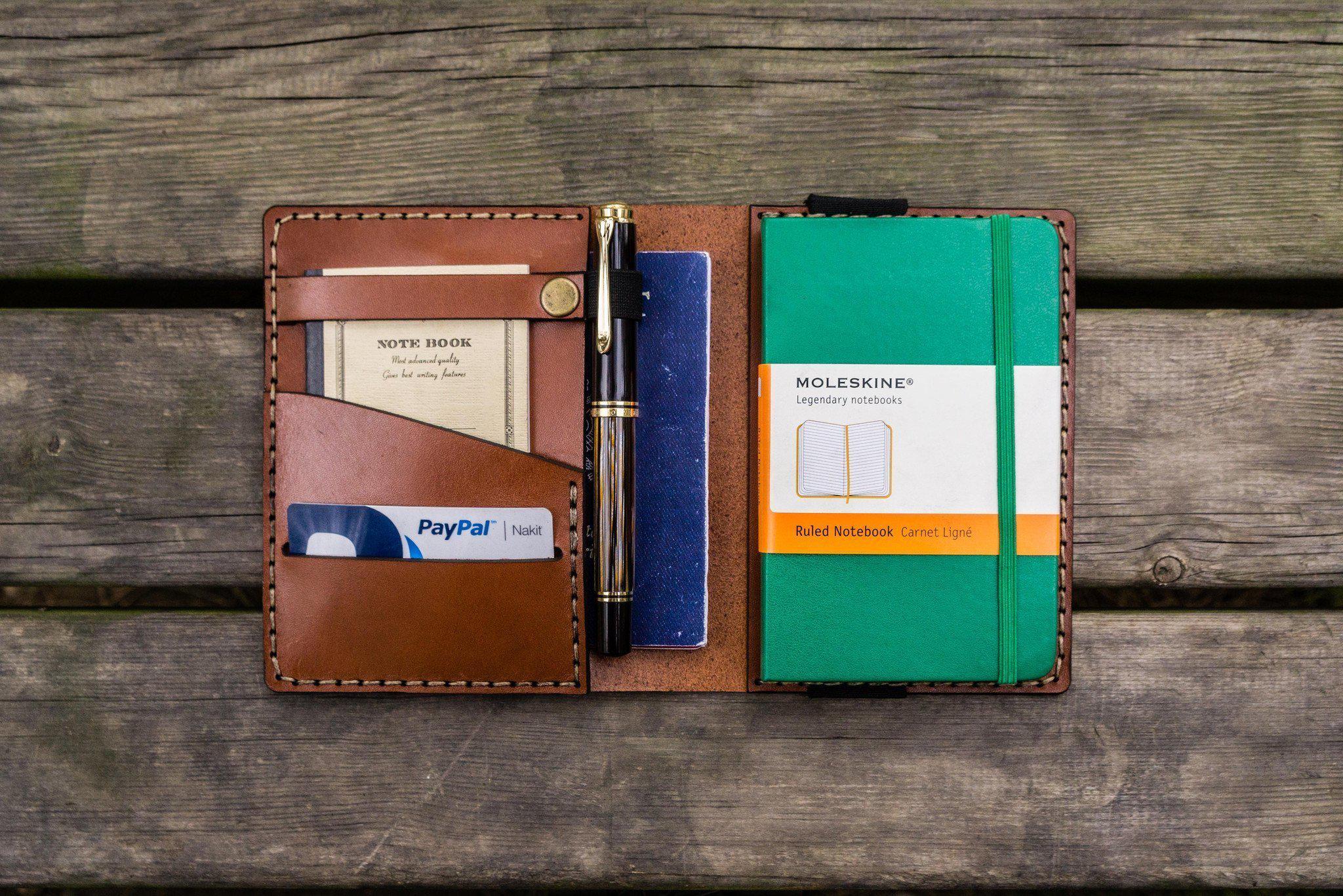 Leather Pocket Moleskine Journal Cover - Brown-Galen Leather