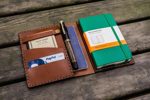 Leather Pocket Moleskine Journal Cover - Brown-Galen Leather