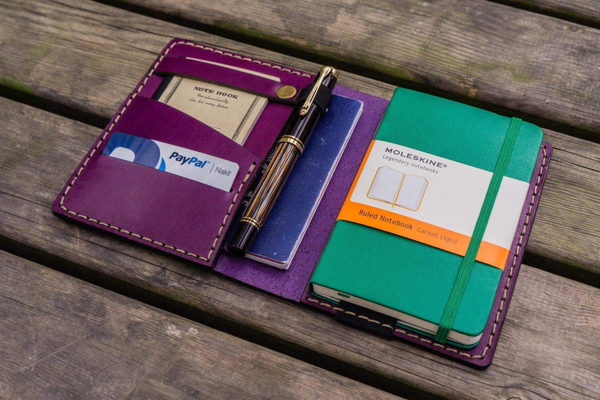 Leather Pocket Moleskine Journal Cover - Purple-Galen Leather
