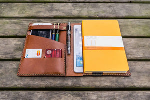 Leather Rhodia A5 Notebook & iPad Mini Cover - Brown-Galen Leather