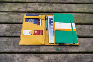 Leather Rhodia A5 Notebook & iPad Mini Cover - Yellow-Galen Leather