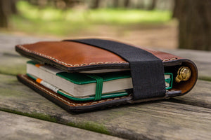 Leather Rhodia A6 Notebook Cover - Brown-Galen Leather