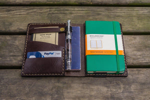 Leather Rhodia A6 Notebook Cover - Dark Brown-Galen Leather