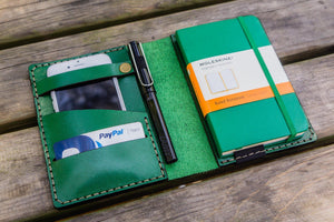 Leather Rhodia A6 Notebook Cover - Green-Galen Leather