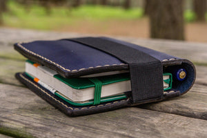 Leather Rhodia A6 Notebook Cover - Navy Blue-Galen Leather