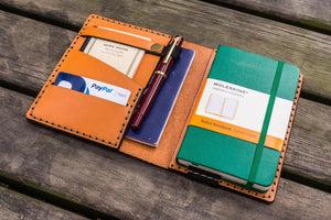 Leather Rhodia A6 Notebook Cover - Orange-Galen Leather
