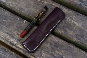 Leather Single Fountain Pen Case / Pen Pouch - Dark Brown-Galen Leather