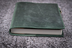 Leather Slim A5 Notebook / Planner Cover - Crazy Horse Forest Green-Galen Leather