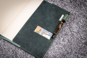 Leather Slim A5 Notebook / Planner Cover - Crazy Horse Forest Green-Galen Leather
