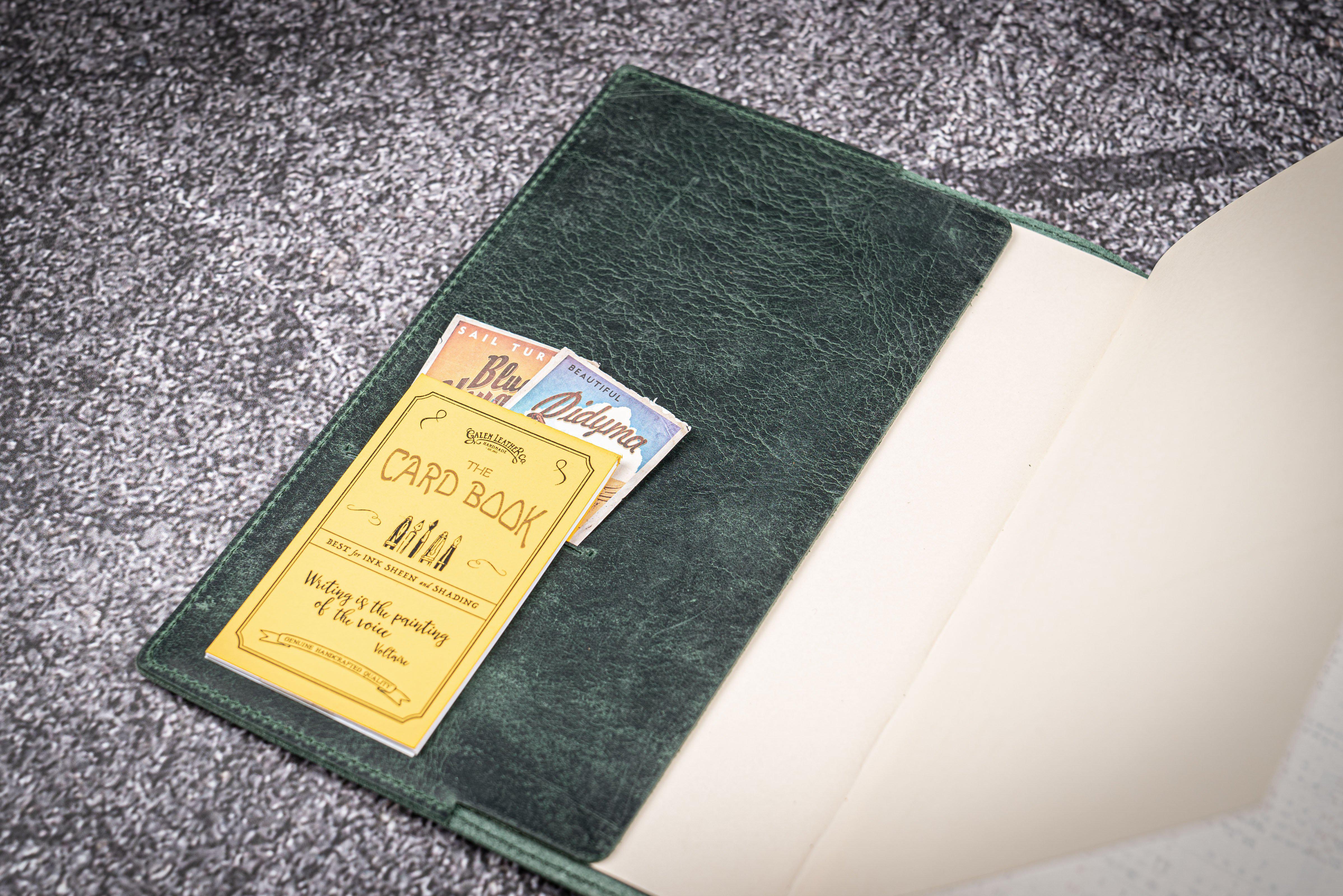 Leather Slim A5 Notebook / Planner Cover - Crazy Horse Forest Green-Galen Leather