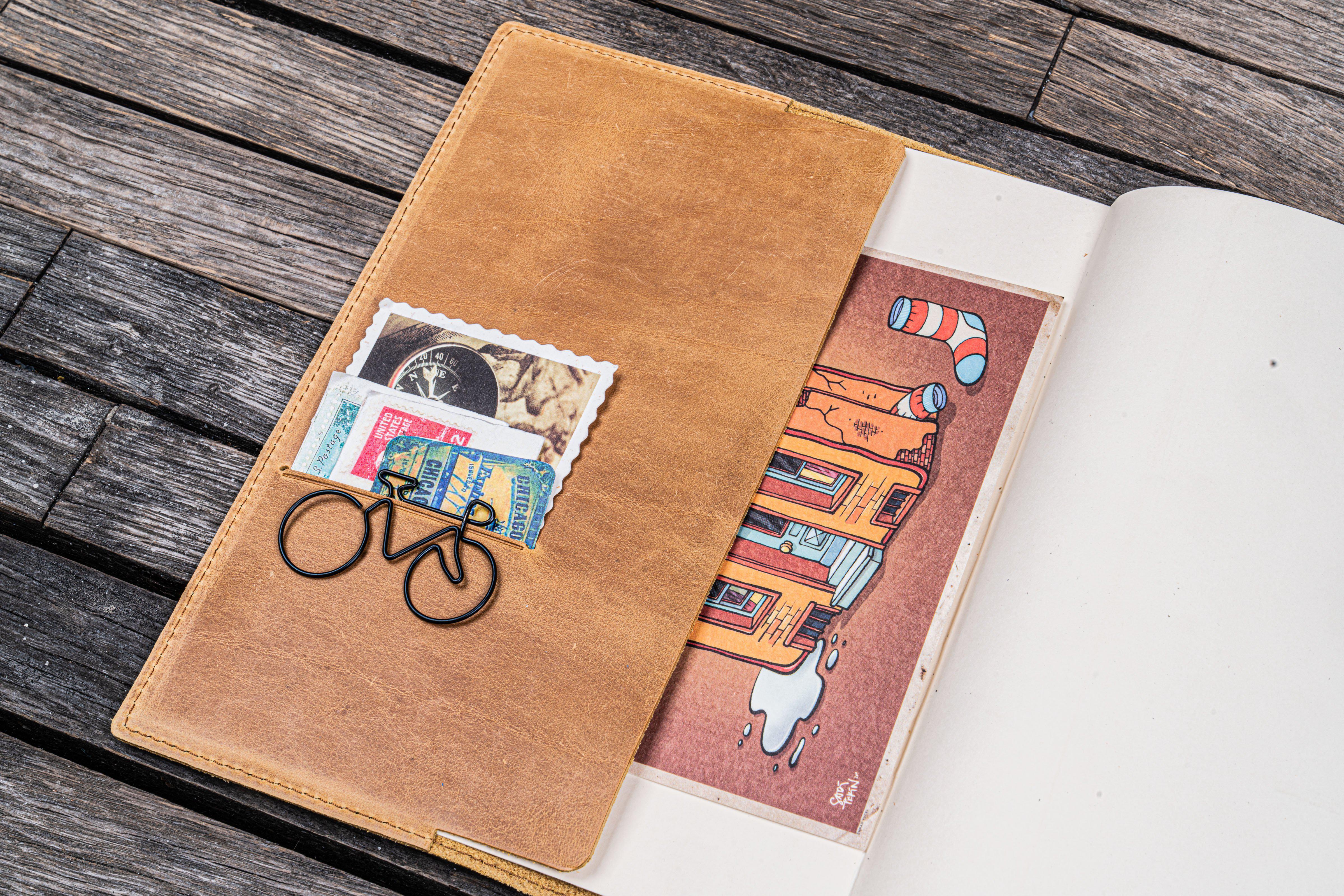 Leather Slim A5 Notebook / Planner Cover - Crazy Horse Honey Ochre-Galen Leather