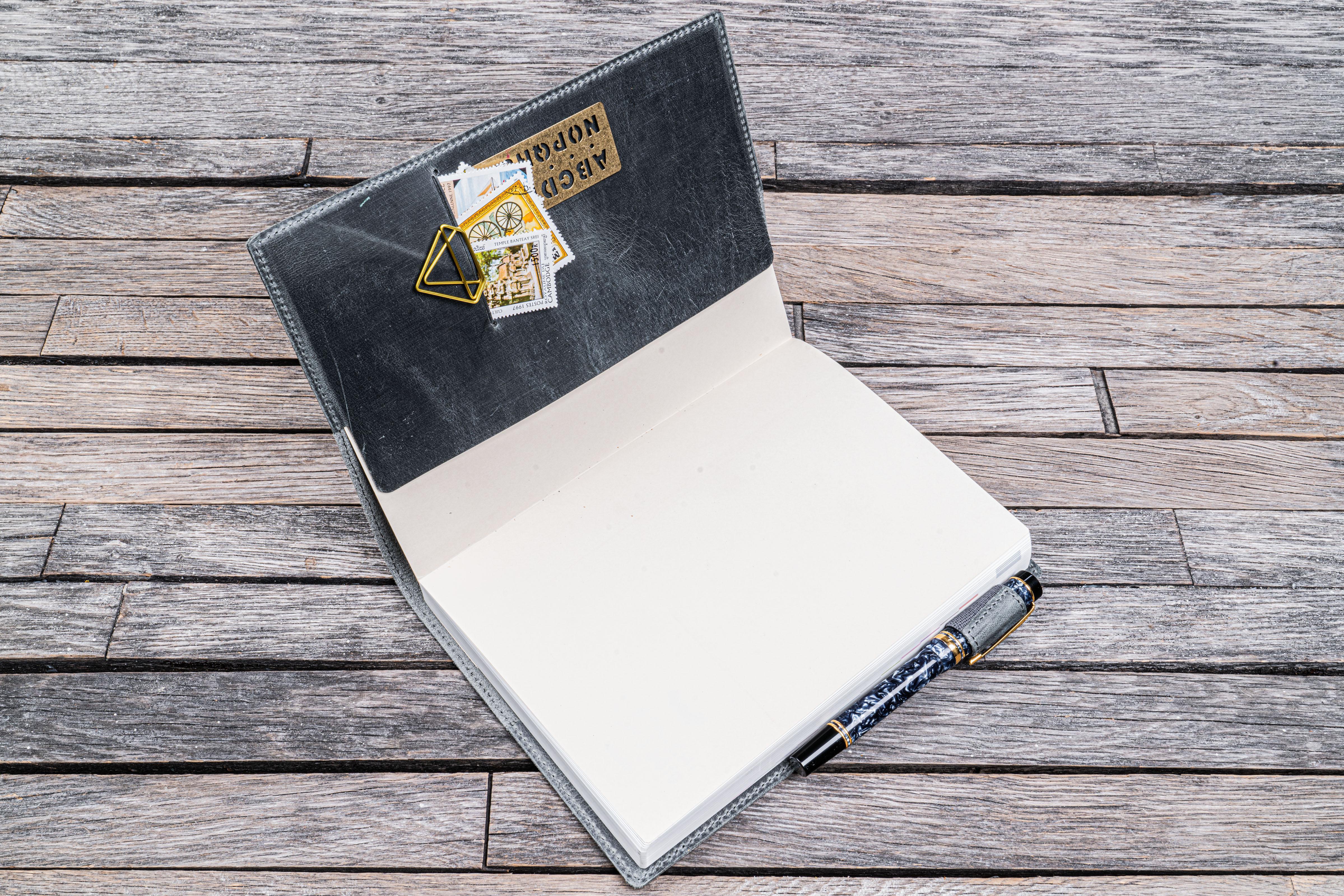 Leather Slim A5 Notebook / Planner Cover - Crazy Horse Smoky-Galen Leather
