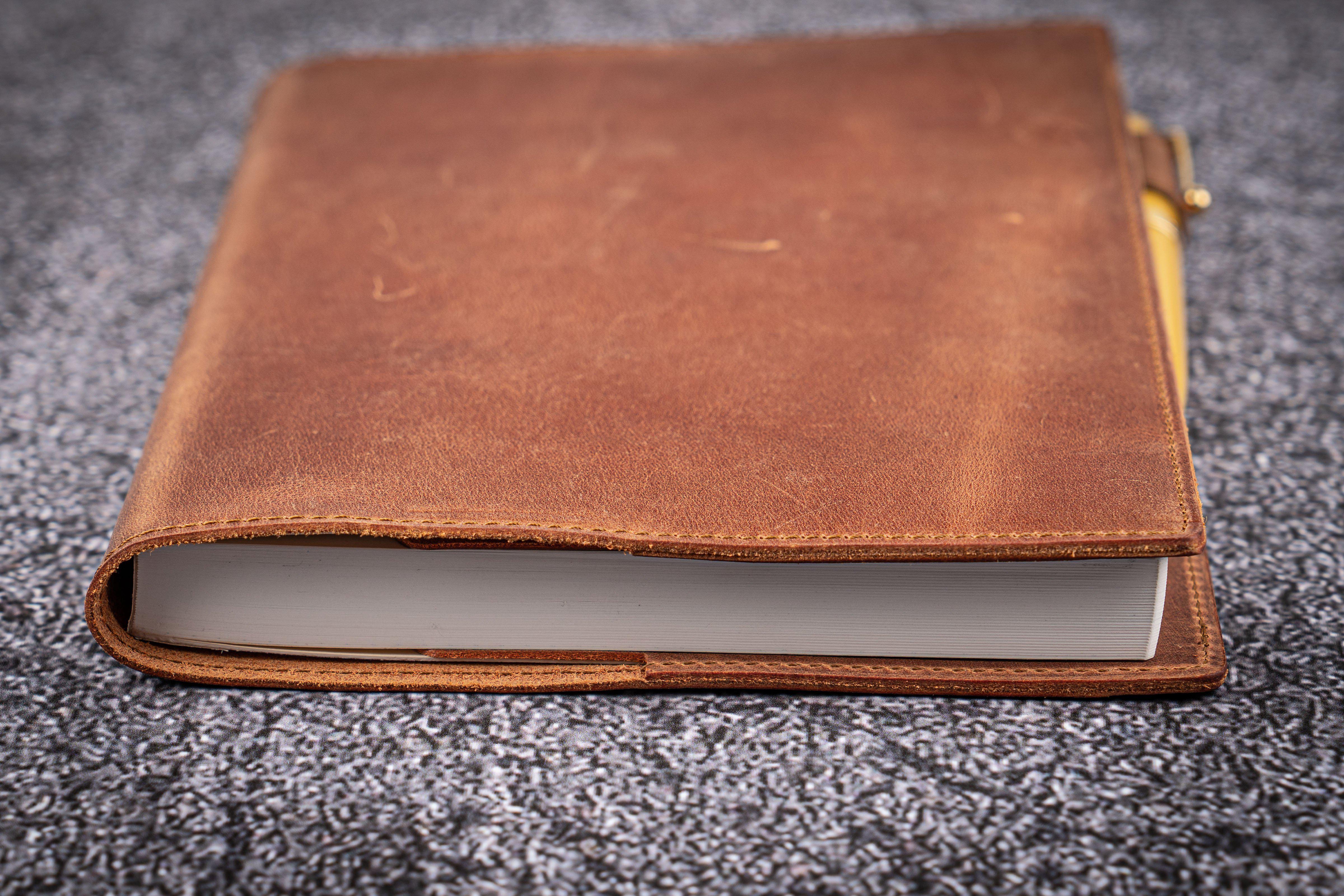 Leather Slim A5 Notebook / Planner Cover - Crazy Horse Tan-Galen Leather