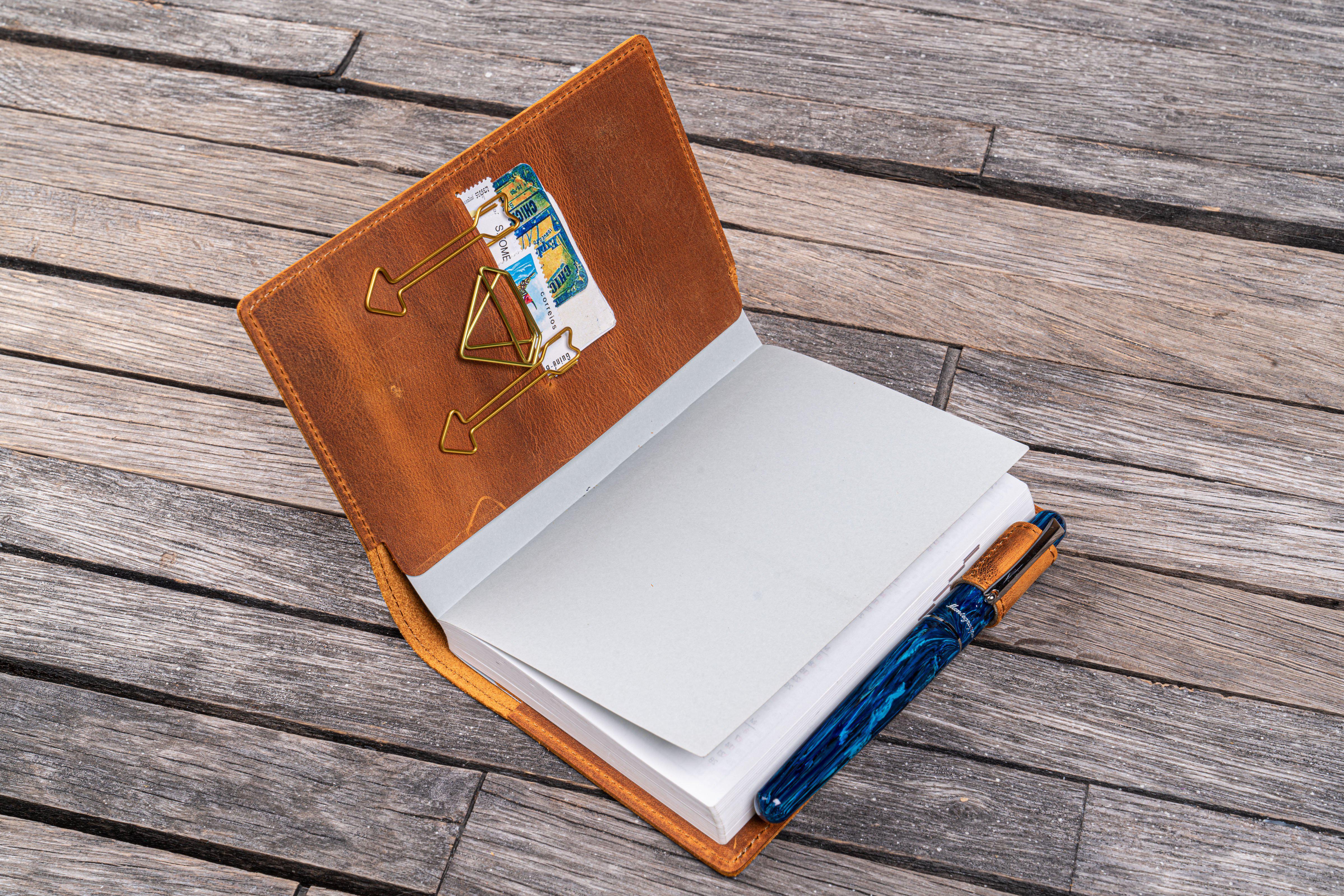 Leather Slim A6 Notebook / Planner Cover - Crazy Horse Brown-Galen Leather